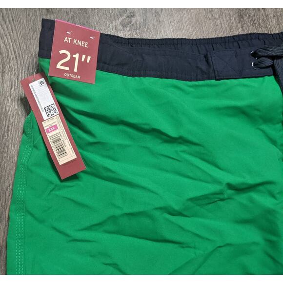 Swim Trunks Merona XXL Green Men 21 Inch Drawstring Closure Knee Length NWT - Picture 3 of 5